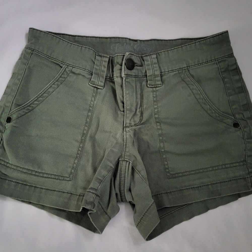 Faded Glory Olive Women's Mid Rise Cargo Shorts